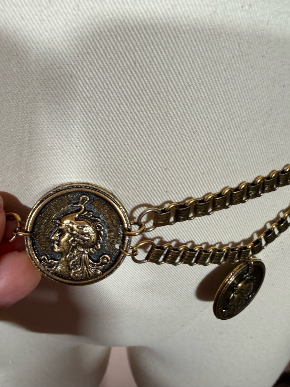 Vintage Victorian antique Gold Greek God Queen Hera Festoon chain belt - Picture 8 of 17
